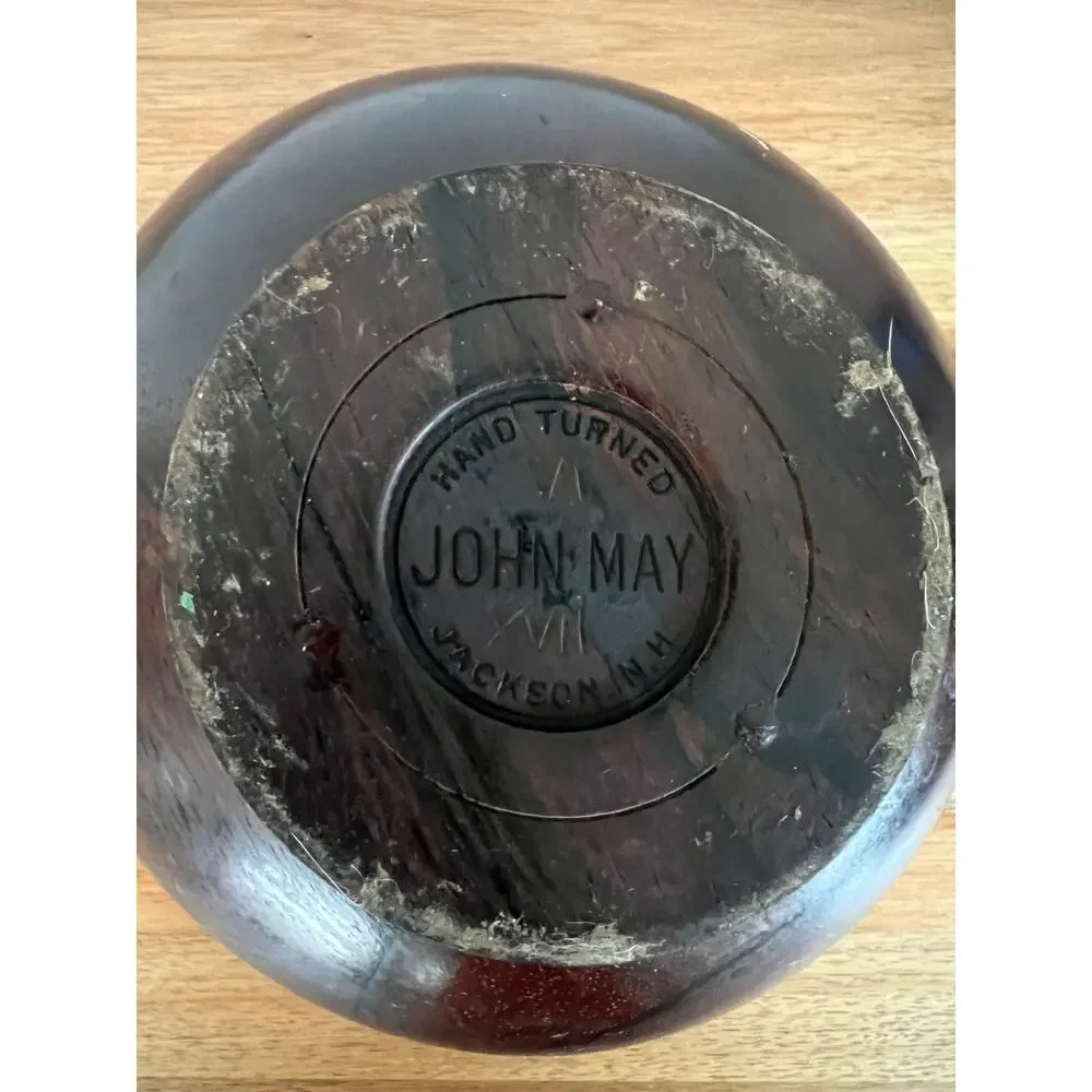 Vintage John May Hand Turned Teak Bowl Signed Jackson NH JL